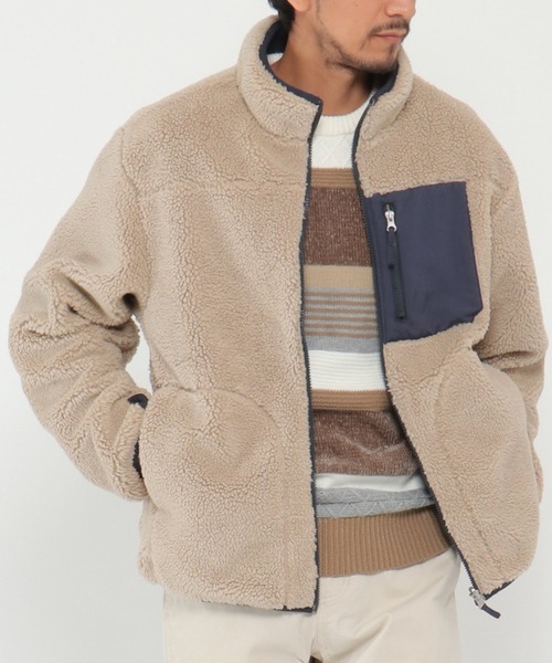 ikka（イッカ）の「リバーシブルボアフリースブルゾン（ブルゾン・メンズ・ブラック/ベージュ/オフホワイト・L/M/XL）」の3枚目の写真