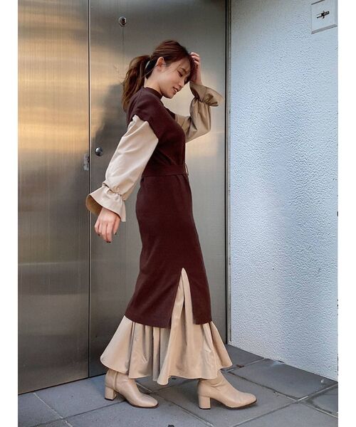 dazzlin（ダズリン）の「2WAYシャツニットワンピース（ワンピース・レディース・ブラック/ブラウン/モカ・FREE）」の10枚目の写真