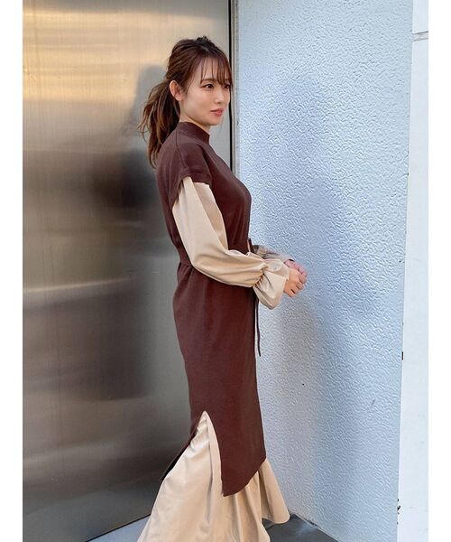 dazzlin（ダズリン）の「2WAYシャツニットワンピース（ワンピース・レディース・ブラック/ブラウン/モカ・FREE）」の9枚目の写真