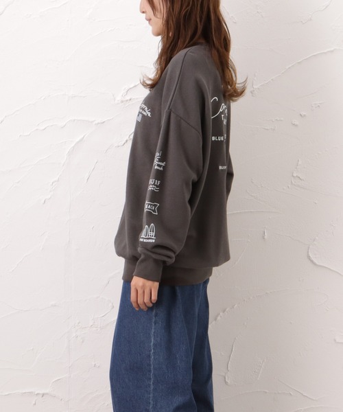 Mac-House（マックハウス）の「ビッグシルエット 刺繍 裏毛スウェットトレーナー（スウェット・レディース・ベージュ/ピンク/チャコール・フリー）」の4枚目の写真