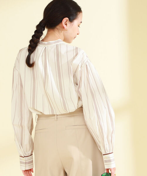 Ray BEAMS（レイビームス）の「Ray BEAMS / マルチストライプ バンドカラー シャツ（シャツ/ブラウス・レディース・ホワイト/ベージュ・ONE SIZE）」の5枚目の写真