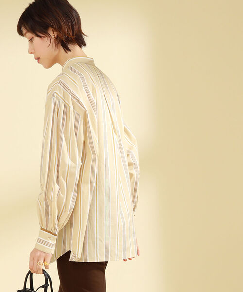 ★レイビームス★バンドカラーロングシャツ　グリーン Ray BEAMS（レイビームス）の「Ray BEAMS / マルチストライプ