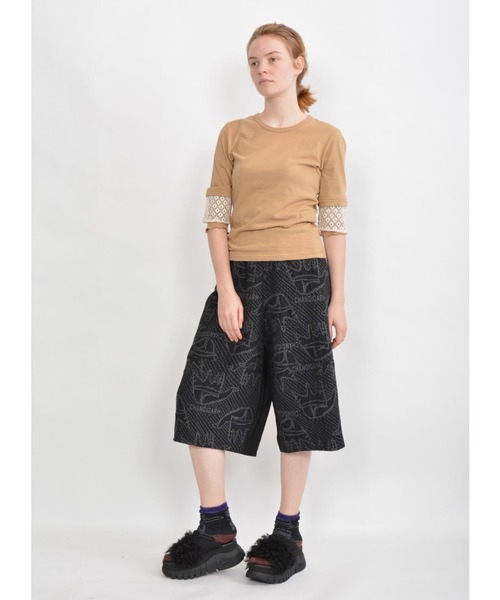 gomme（ゴム）の「オープンハンドJQ　ヘム切替パンツ（その他パンツ・レディース・ブラック/アイボリー・MEDIUM）」の4枚目の写真