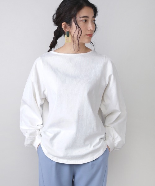 Bou Jeloud(ブージュルード)の「コットン天竺リラックスプルオーバー(Tシャツ/カットソー・レディース・チャコールグレー/オフホワイト/A/B/C・FREE)」の2枚目の写真