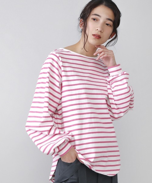 Bou Jeloud(ブージュルード)の「コットン天竺リラックスプルオーバー(Tシャツ/カットソー・レディース・チャコールグレー/オフホワイト/A/B/C・FREE)」の4枚目の写真
