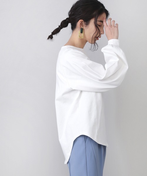 Bou Jeloud(ブージュルード)の「コットン天竺リラックスプルオーバー(Tシャツ/カットソー・レディース・チャコールグレー/オフホワイト/A/B/C・FREE)」の8枚目の写真