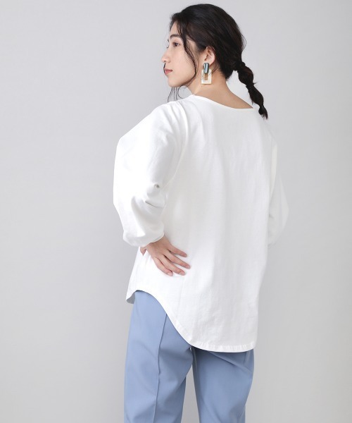 Bou Jeloud(ブージュルード)の「コットン天竺リラックスプルオーバー(Tシャツ/カットソー・レディース・チャコールグレー/オフホワイト/A/B/C・FREE)」の19枚目の写真