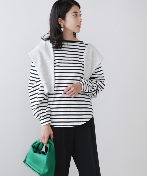 Bou Jeloud(ブージュルード)の「コットン天竺リラックスプルオーバー(Tシャツ/カットソー・レディース・チャコールグレー/オフホワイト/A/B/C・FREE)」の21枚目の写真