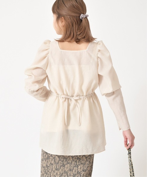 U by SPICK&SPAN(ユーバイスピックアンドスパン)の「バックリボンスクエアネックチュニック◆(シャツ/ブラウス・レディース・アイボリー/グリーン系その他・FREE)」の4枚目の写真