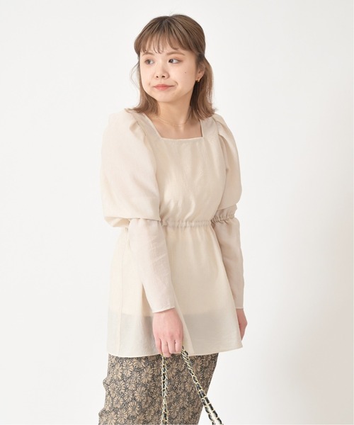 U by SPICK&SPAN(ユーバイスピックアンドスパン)の「バックリボンスクエアネックチュニック◆(シャツ/ブラウス・レディース・アイボリー/グリーン系その他・FREE)」の12枚目の写真