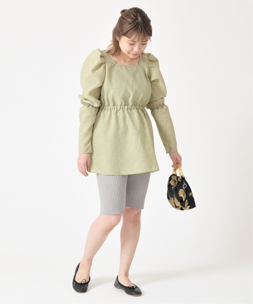 U by SPICK&SPAN(ユーバイスピックアンドスパン)の「バックリボンスクエアネックチュニック◆(シャツ/ブラウス・レディース・アイボリー/グリーン系その他・FREE)」の8枚目の写真