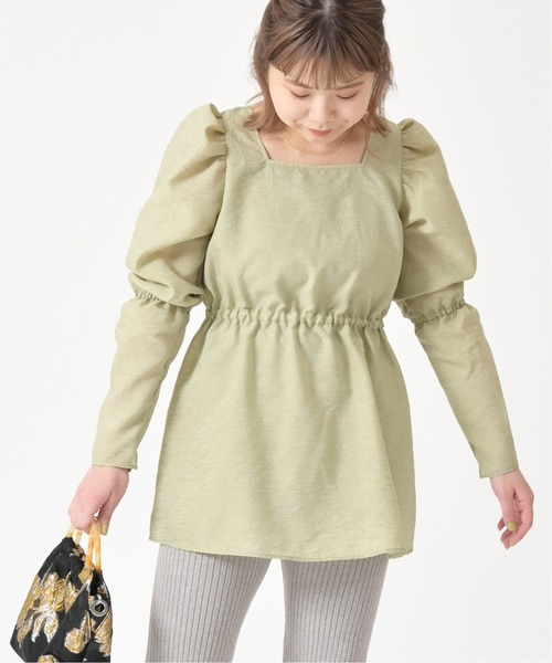 U by SPICK&SPAN(ユーバイスピックアンドスパン)の「バックリボンスクエアネックチュニック◆(シャツ/ブラウス・レディース・アイボリー/グリーン系その他・FREE)」の5枚目の写真