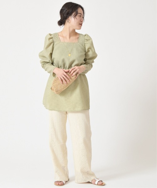 U by SPICK&SPAN(ユーバイスピックアンドスパン)の「バックリボンスクエアネックチュニック◆(シャツ/ブラウス・レディース・アイボリー/グリーン系その他・FREE)」の19枚目の写真