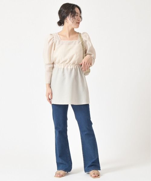 U by SPICK&SPAN(ユーバイスピックアンドスパン)の「バックリボンスクエアネックチュニック◆(シャツ/ブラウス・レディース・アイボリー/グリーン系その他・FREE)」の14枚目の写真