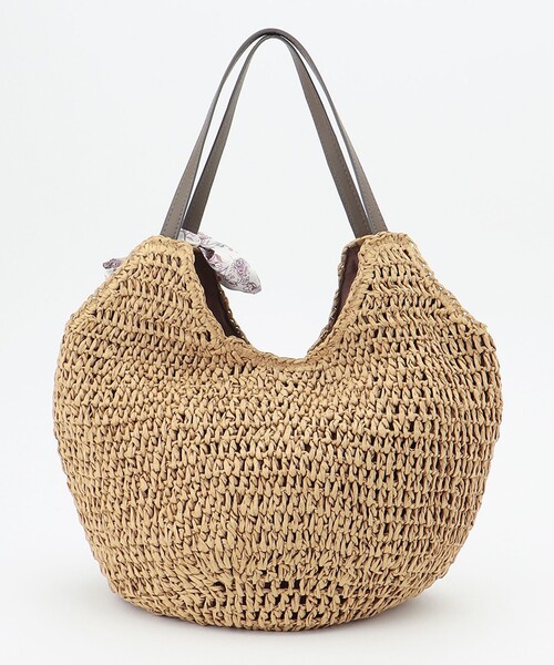 ANY SIS（エニィスィス）の「【ボウタイスカーフ付】ペーパーカゴ バッグ（かごバッグ・レディース・黄土色系/ベージュ系・2）」の15枚目の写真