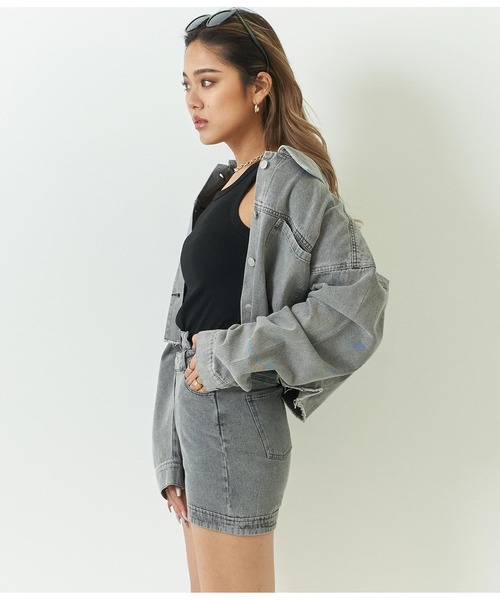 ANAP（アナップ）の「クロップドデニムジャケット（デニムジャケット・レディース・オフホワイト/インディゴブルー/ブラック/スミクロ・FREE）」の11枚目の写真