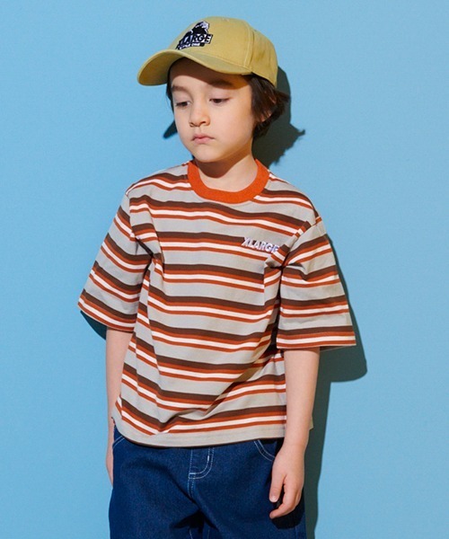 XLARGE KIDS（エクストララージキッズ）の「マルチボーダー5分袖Tシャツ（Tシャツ/カットソー・キッズ・ベージュ/ブルー/ブラック・80ｃｍ/90cm/140cm/110cm/130cm/100cm/120cm）」の3枚目の写真
