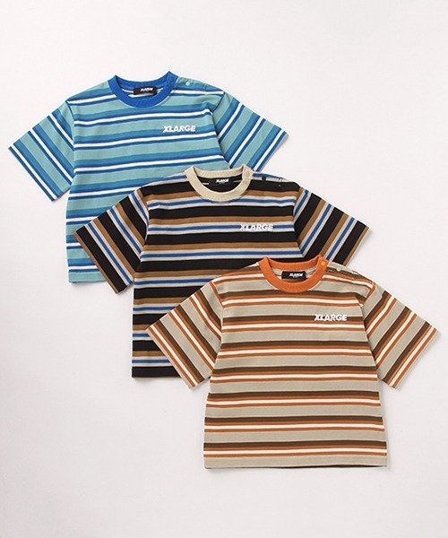XLARGE KIDS（エクストララージキッズ）の「マルチボーダー5分袖Tシャツ（Tシャツ/カットソー・キッズ・ベージュ/ブルー/ブラック・80ｃｍ/90cm/140cm/110cm/130cm/100cm/120cm）」の16枚目の写真
