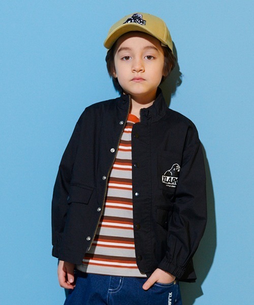 XLARGE KIDS（エクストララージキッズ）の「マルチボーダー5分袖Tシャツ（Tシャツ/カットソー・キッズ・ベージュ/ブルー/ブラック・80ｃｍ/90cm/140cm/110cm/130cm/100cm/120cm）」の4枚目の写真