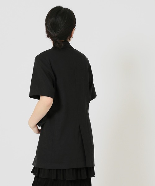 L'ESSAGE リネンハーフスリーブジャケット 半袖ジャケット 黒 journal standard L'essage（ジャーナルスタンダードレサージュ