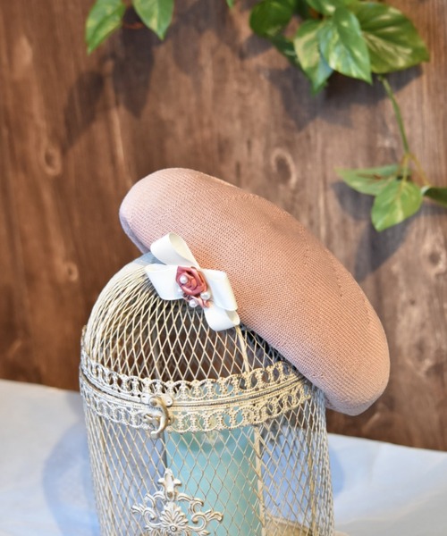 axes femme(アクシーズファム)の「ガーデンコサ付サーモベレー(ハンチング/ベレー帽・レディース・ネイビー/キナリ/ピンク・MEDIUM)」の3枚目の写真