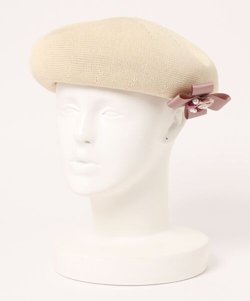 axes femme(アクシーズファム)の「ガーデンコサ付サーモベレー(ハンチング/ベレー帽・レディース・ネイビー/キナリ/ピンク・MEDIUM)」の4枚目の写真