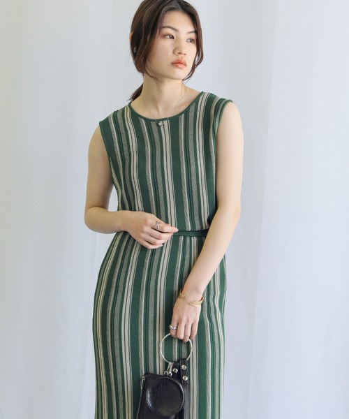 select MOCA(セレクトモカ)の「マルチストライプサマーニットタイトスカート(スカート・レディース・ブラック/グリーン/ライトベージュ・FREE)」の12枚目の写真