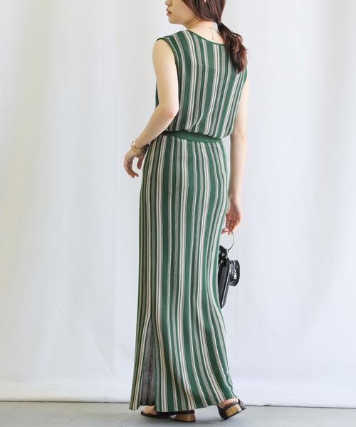 select MOCA(セレクトモカ)の「マルチストライプサマーニットタイトスカート(スカート・レディース・ブラック/グリーン/ライトベージュ・FREE)」の8枚目の写真