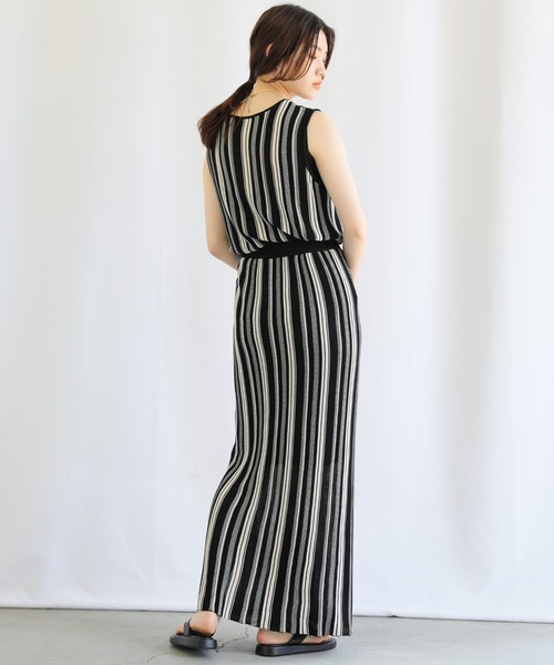 select MOCA(セレクトモカ)の「マルチストライプサマーニットタイトスカート(スカート・レディース・ブラック/グリーン/ライトベージュ・FREE)」の5枚目の写真