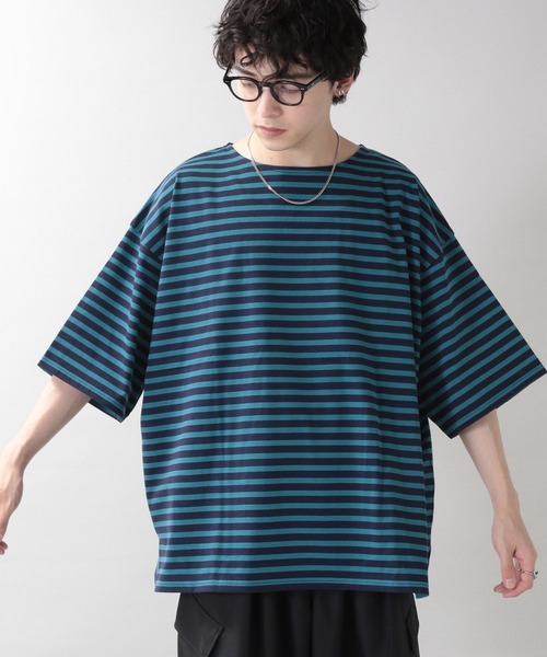 RAGEBLUE(レイジブルー)の「マリンボーダー/ビッグTシャツ(Tシャツ/カットソー・メンズ・ホワイト/ネイビー・MEDIUM/LARGE)」の6枚目の写真