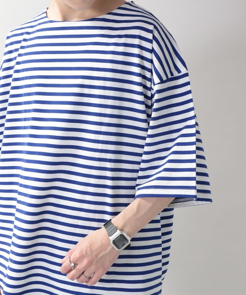 RAGEBLUE(レイジブルー)の「マリンボーダー/ビッグTシャツ(Tシャツ/カットソー・メンズ・ホワイト/ネイビー・MEDIUM/LARGE)」の10枚目の写真