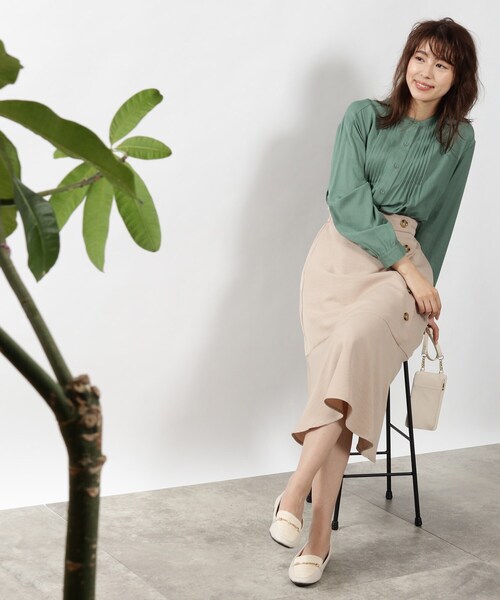 DRESKIP（ドレスキップ）の「◆前ボタンマーメイドスカート（スカート・レディース・ダークグリーン/ライトベージュ/ネイビー・02/03/04）」の5枚目の写真