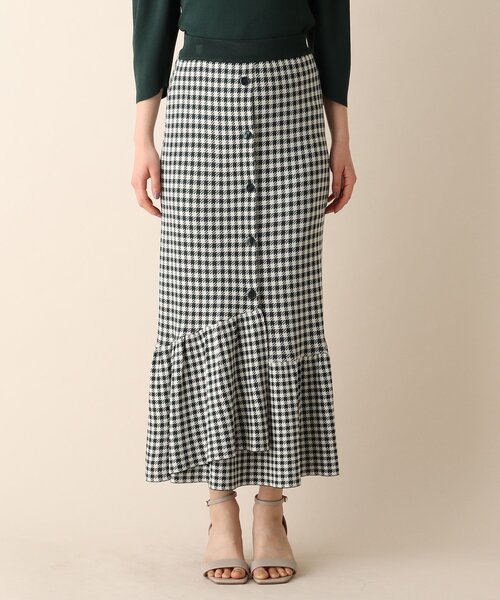 OPAQUE.CLIP(オペークドットクリップ)の「◆ギンガムマーメイドニットスカート(スカート・レディース・ブラック系4/ダークグリーン系4/イエロー系4・38)」の6枚目の写真