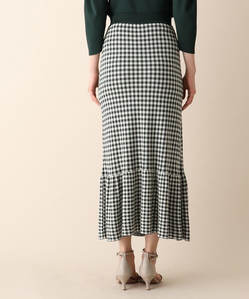 OPAQUE.CLIP(オペークドットクリップ)の「◆ギンガムマーメイドニットスカート(スカート・レディース・ブラック系4/ダークグリーン系4/イエロー系4・38)」の8枚目の写真