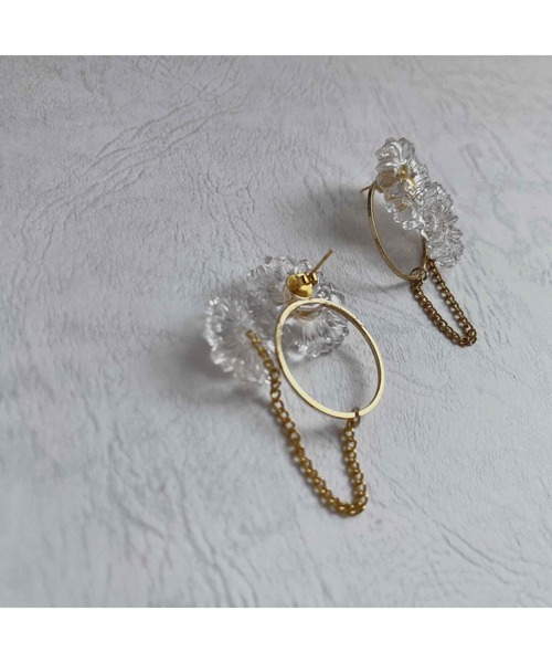 tone(トーン)の「【Merror】【Merror】2つ花モチーフの揺れチェーンピアス(MA)(ピアス(両耳用)・レディース・その他・FREE)」の9枚目の写真