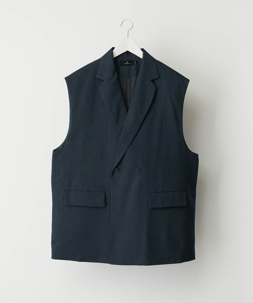 MONO-MART（モノマート）の「ナチュラルシャンブレーファブリック オーバーテーラードダブルジレベスト（ベスト・メンズ・ブラック/ダークブラウン/アイボリー/グレイッシュブルー/チャコール/ダークグリーン・M/L）」の20枚目の写真