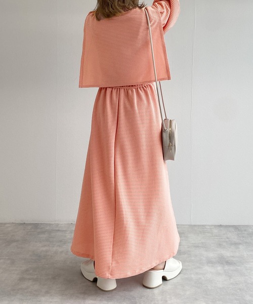 w closet（ダブルクローゼット）の「フェイクレイヤード半袖ワンピース（ワンピース・レディース・アイボリー/グレイッシュベージュ/ピンク/ブルー/グリーン/ブラック・FREE）」の10枚目の写真