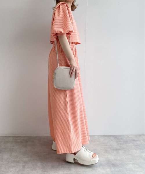 w closet（ダブルクローゼット）の「フェイクレイヤード半袖ワンピース（ワンピース・レディース・アイボリー/グレイッシュベージュ/ピンク/ブルー/グリーン/ブラック・FREE）」の11枚目の写真