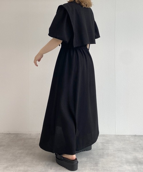 w closet（ダブルクローゼット）の「フェイクレイヤード半袖ワンピース（ワンピース・レディース・アイボリー/グレイッシュベージュ/ピンク/ブルー/グリーン/ブラック・FREE）」の15枚目の写真