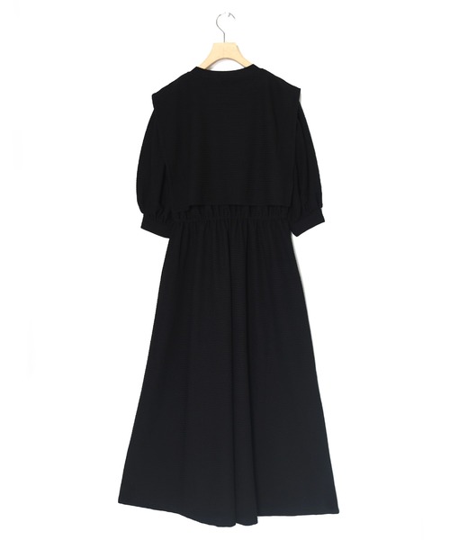 w closet（ダブルクローゼット）の「フェイクレイヤード半袖ワンピース（ワンピース・レディース・アイボリー/グレイッシュベージュ/ピンク/ブルー/グリーン/ブラック・FREE）」の17枚目の写真