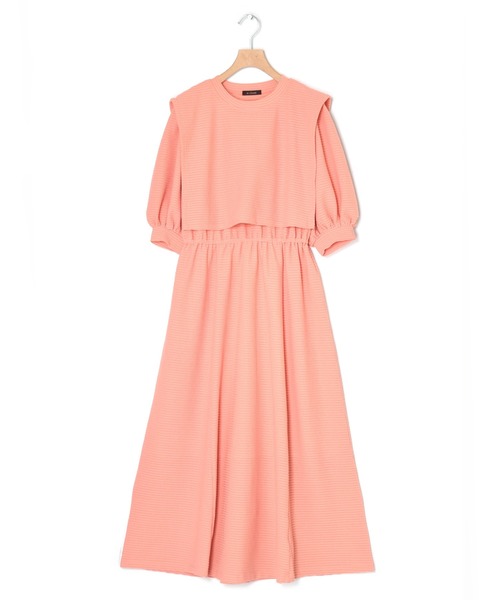 w closet（ダブルクローゼット）の「フェイクレイヤード半袖ワンピース（ワンピース・レディース・アイボリー/グレイッシュベージュ/ピンク/ブルー/グリーン/ブラック・FREE）」の19枚目の写真