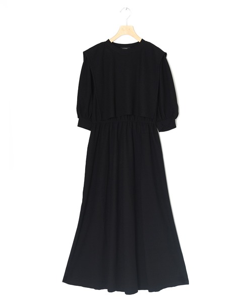 w closet（ダブルクローゼット）の「フェイクレイヤード半袖ワンピース（ワンピース・レディース・アイボリー/グレイッシュベージュ/ピンク/ブルー/グリーン/ブラック・FREE）」の20枚目の写真