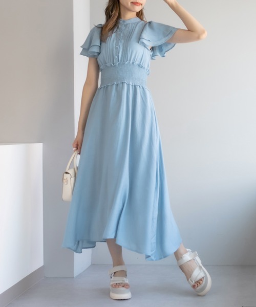 OLIVE des OLIVE(オリーブデオリーブ)の「【WEB限定カラー有】ピンタックバックリボンフレア袖ワンピース(ワンピース・レディース・ホワイト/オフホワイト/サックスブルー/オレンジ/ブルー・FREE)」の20枚目の写真