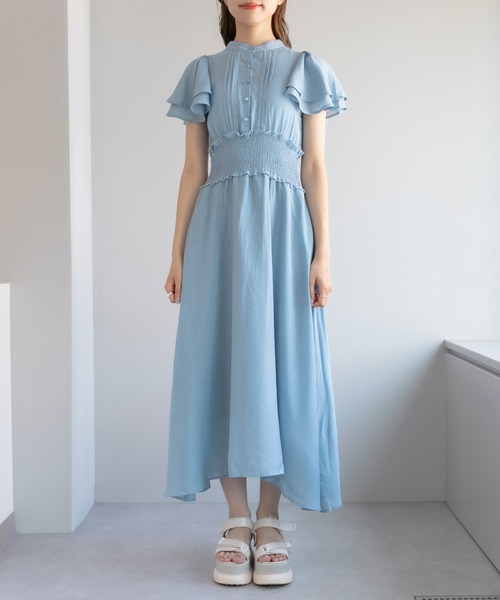 OLIVE des OLIVE(オリーブデオリーブ)の「【WEB限定カラー有】ピンタックバックリボンフレア袖ワンピース(ワンピース・レディース・ホワイト/オフホワイト/サックスブルー/オレンジ/ブルー・FREE)」の13枚目の写真