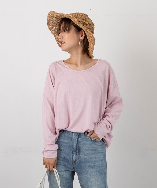 PICHI(ピイチ)の「スラブ長袖トップス(Tシャツ/カットソー・レディース・ホワイト/ピンク/イエロー/チャコール・FREE)」の4枚目の写真