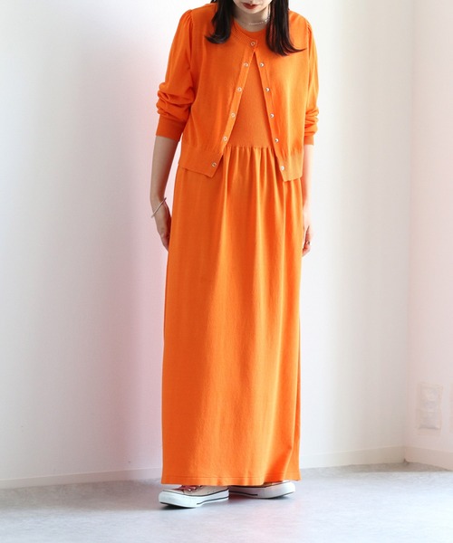 cepo(セポ)の「【セットアイテム】サマーニットカーディガン+ノースリーブワンピース(ワンピース・レディース・ブラック/オレンジ/グリーン・M)」の3枚目の写真