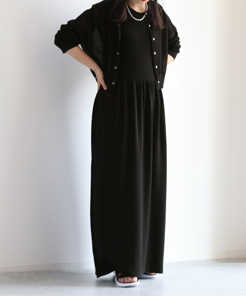 cepo(セポ)の「【セットアイテム】サマーニットカーディガン+ノースリーブワンピース(ワンピース・レディース・ブラック/オレンジ/グリーン・M)」の2枚目の写真