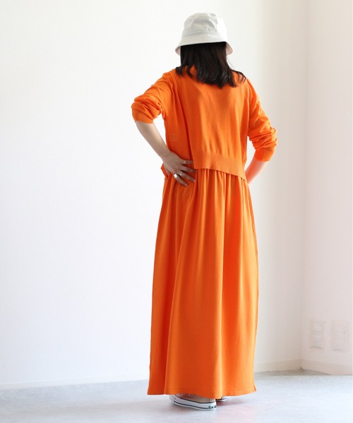 cepo(セポ)の「【セットアイテム】サマーニットカーディガン+ノースリーブワンピース(ワンピース・レディース・ブラック/オレンジ/グリーン・M)」の6枚目の写真