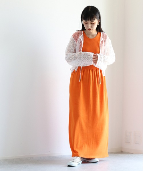 cepo(セポ)の「【セットアイテム】サマーニットカーディガン+ノースリーブワンピース(ワンピース・レディース・ブラック/オレンジ/グリーン・M)」の9枚目の写真