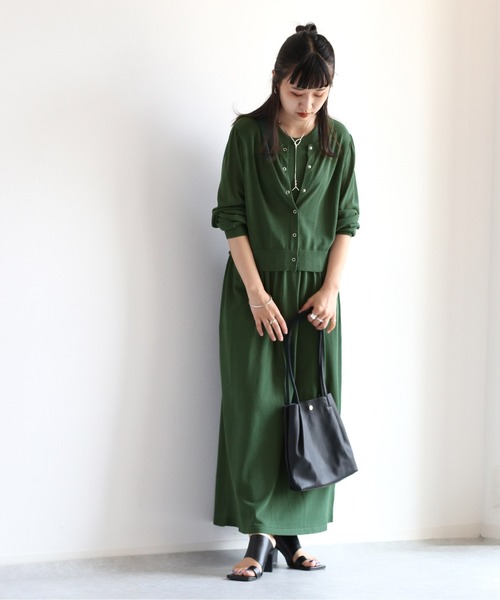 cepo(セポ)の「【セットアイテム】サマーニットカーディガン+ノースリーブワンピース(ワンピース・レディース・ブラック/オレンジ/グリーン・M)」の8枚目の写真